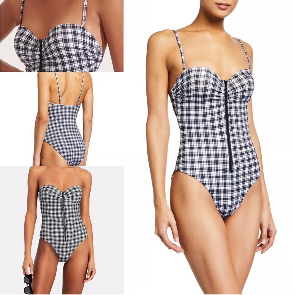 Veronica Beard Black and White Gingham One-Piece Swimsuit